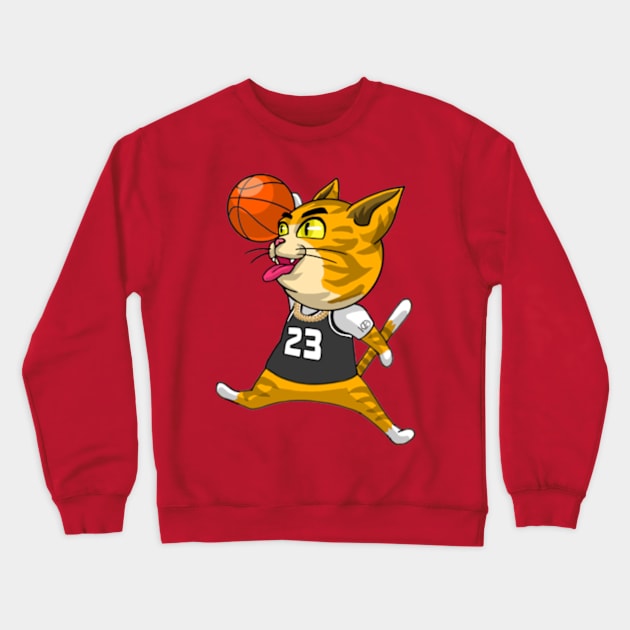 Basketball Cat yellow Crewneck Sweatshirt by KZDENG